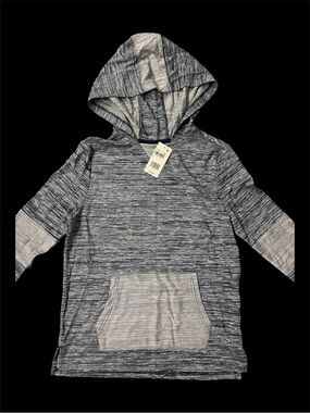 Boys Heather Navy Hooded Pullover Sweatshirt
